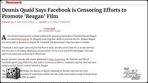 Alex Jones and Joe Rogan Respond to The Desperate Censorship Of Dennis Quaid's New Film "Reagan"