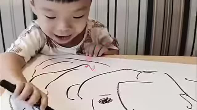 Its almost unbelievable that this little guy is behind these drawings