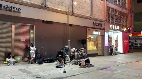 Mongkok street performance in pandemic in hong kong