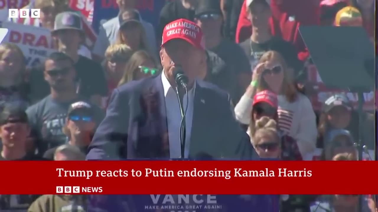 Donald Trump reacts to Vladimir Putin endorsing Kamala Harris as next US president