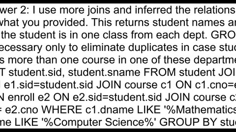 In MySQL Looking for the names of students who are taking two courses