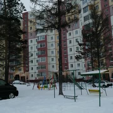 Panorama of the city of Neryungri in Yakutia in the winter and I decided to take a walk.