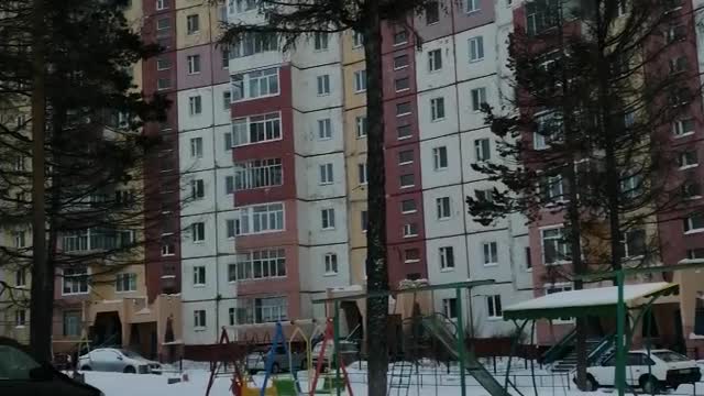 Panorama of the city of Neryungri in Yakutia in the winter and I decided to take a walk.