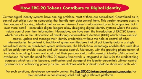 The Role of ERC-20 Tokens in Digital Identity and Privacy Solutions.