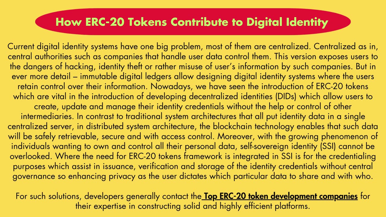 The Role of ERC-20 Tokens in Digital Identity and Privacy Solutions.