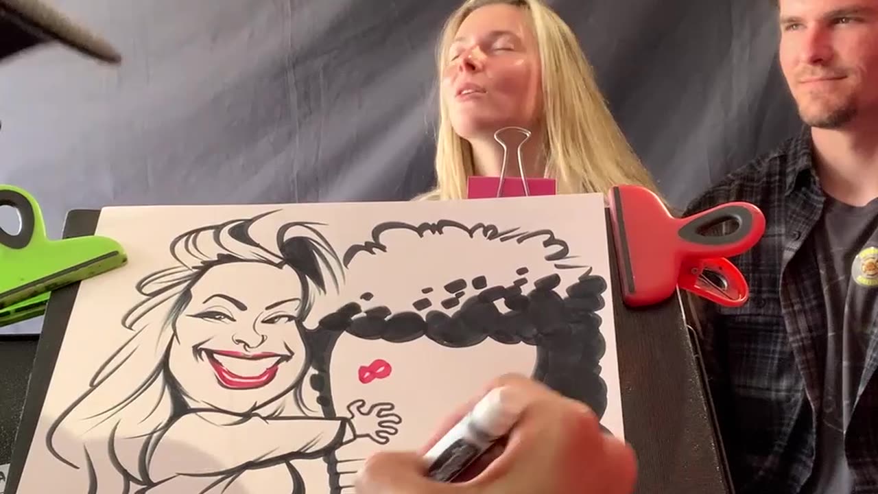 Pretty Girl and Deep Voice Guy get a Caricature