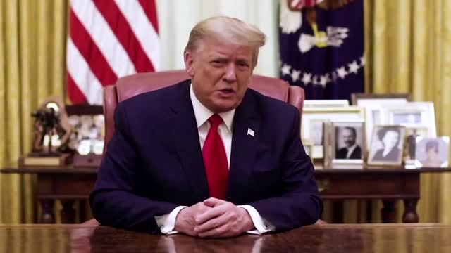 Trump condemns Capitol mob, ignores impeachment