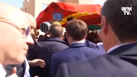 Emmanuel Macron made his first appearance since his election, he received tomatoes from the crowd