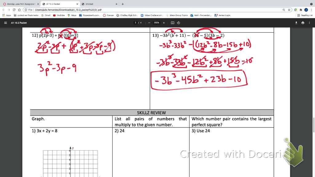 Alg1 Trad. 10.2 Multiplying polynomials