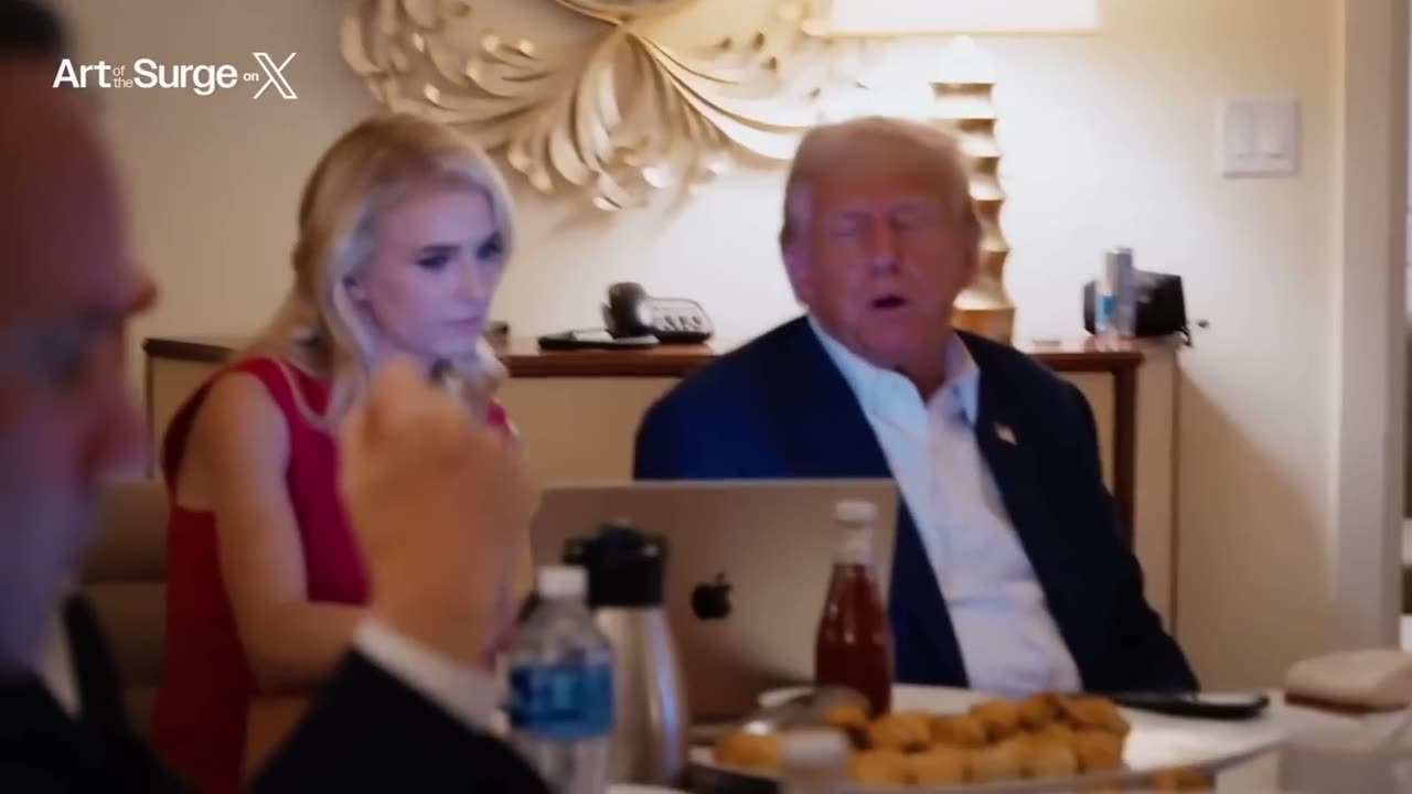 Trump watching Kamala speech with Matt Gaetz, Susie Wiles and Oliver Stone