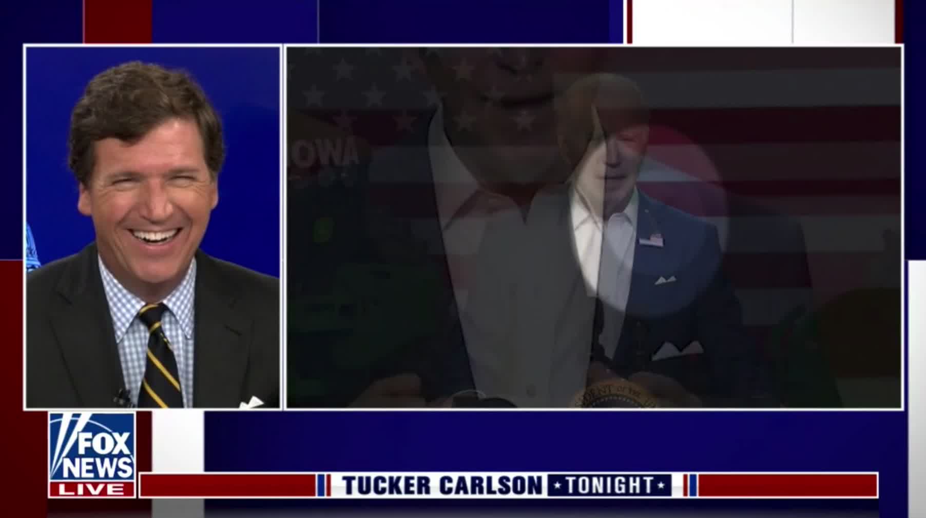 Tucker Carlson says the White House claims it was corn and not bird poop that fell onto Biden