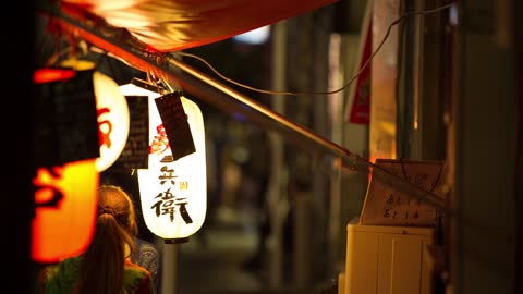 Paper lamps close up in the street