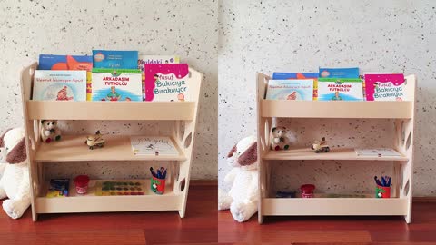 Kids Book Storage with Patterned Large Bookshelf Wooden #furnitureforkids