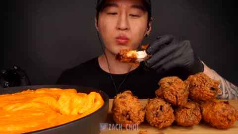 ASMR NUCLEAR FIRE STRETCHY CHEESE & CHICKEN WINGS MUKBANG (No Talking) COOKING & EATING SOUNDS