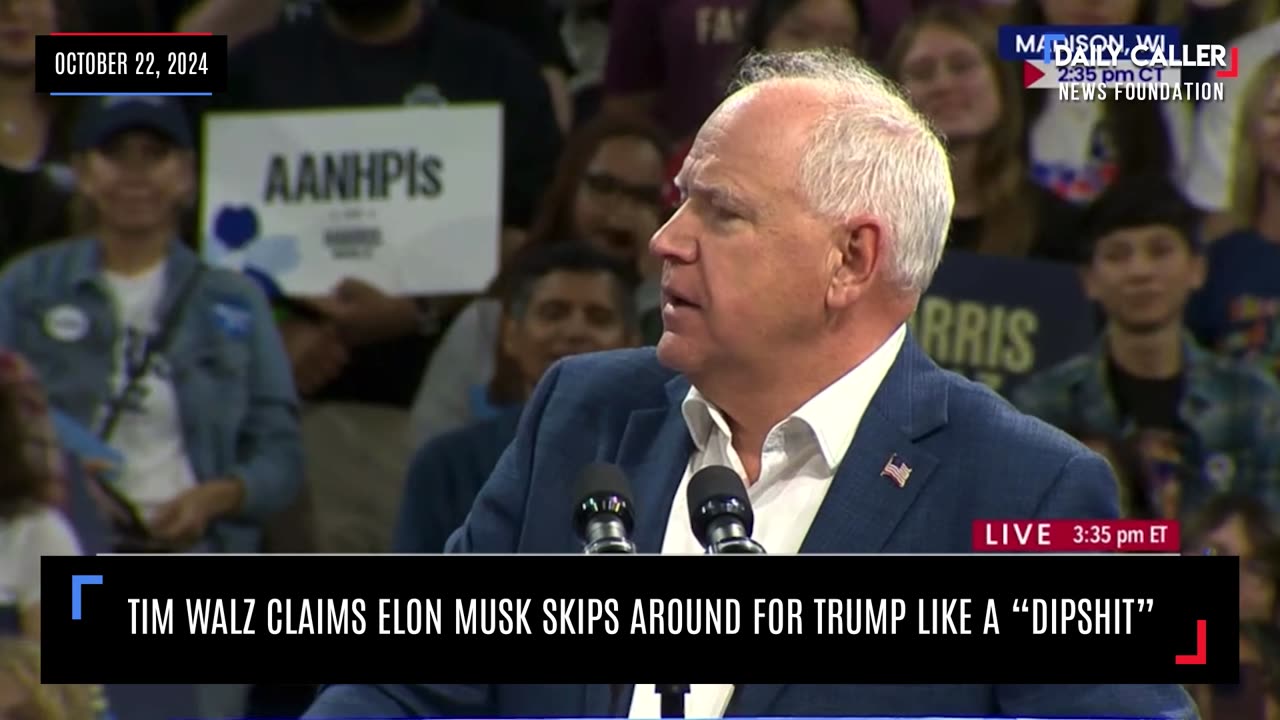 Tim Walz Claims Elon Musk Skips Around For Trump Like A "Dipshit"