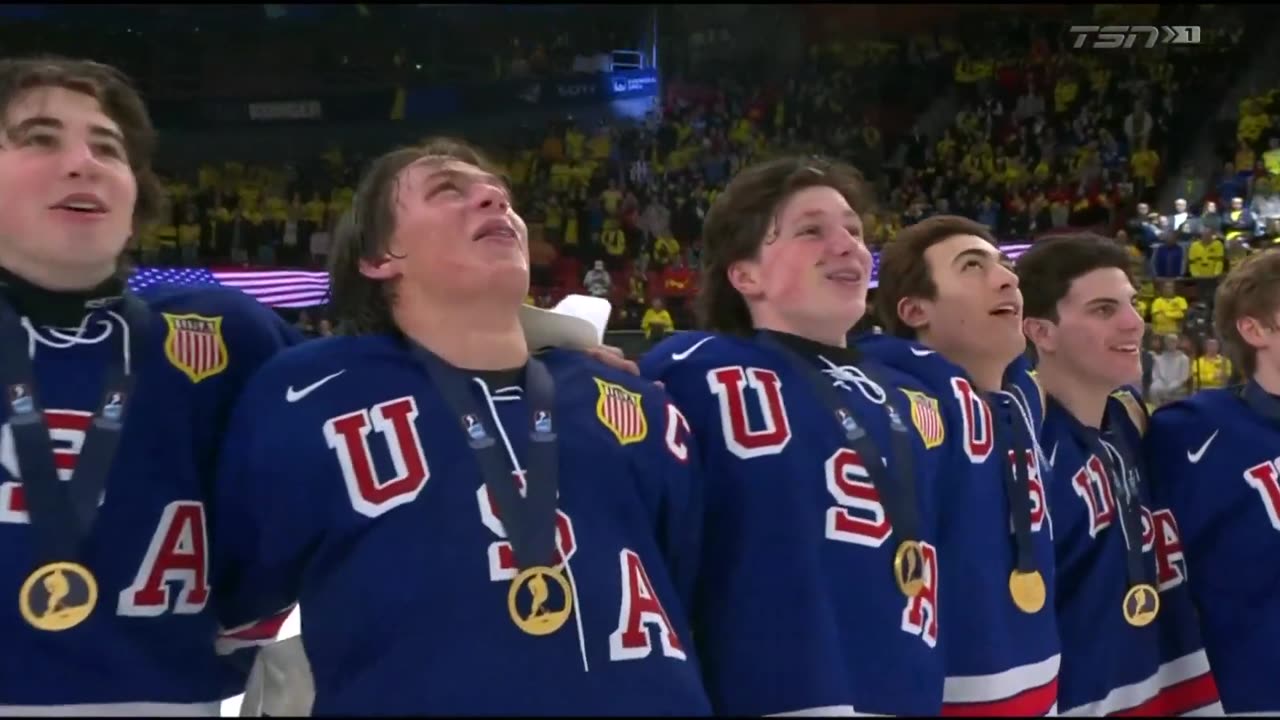 USA Junior Hockey Team Proudly Sings the National Anthem After Winning Gold at World Championship