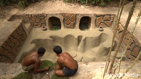 The two men happy Build Greatness Underground Temple Swimming Pool and Underground Hut