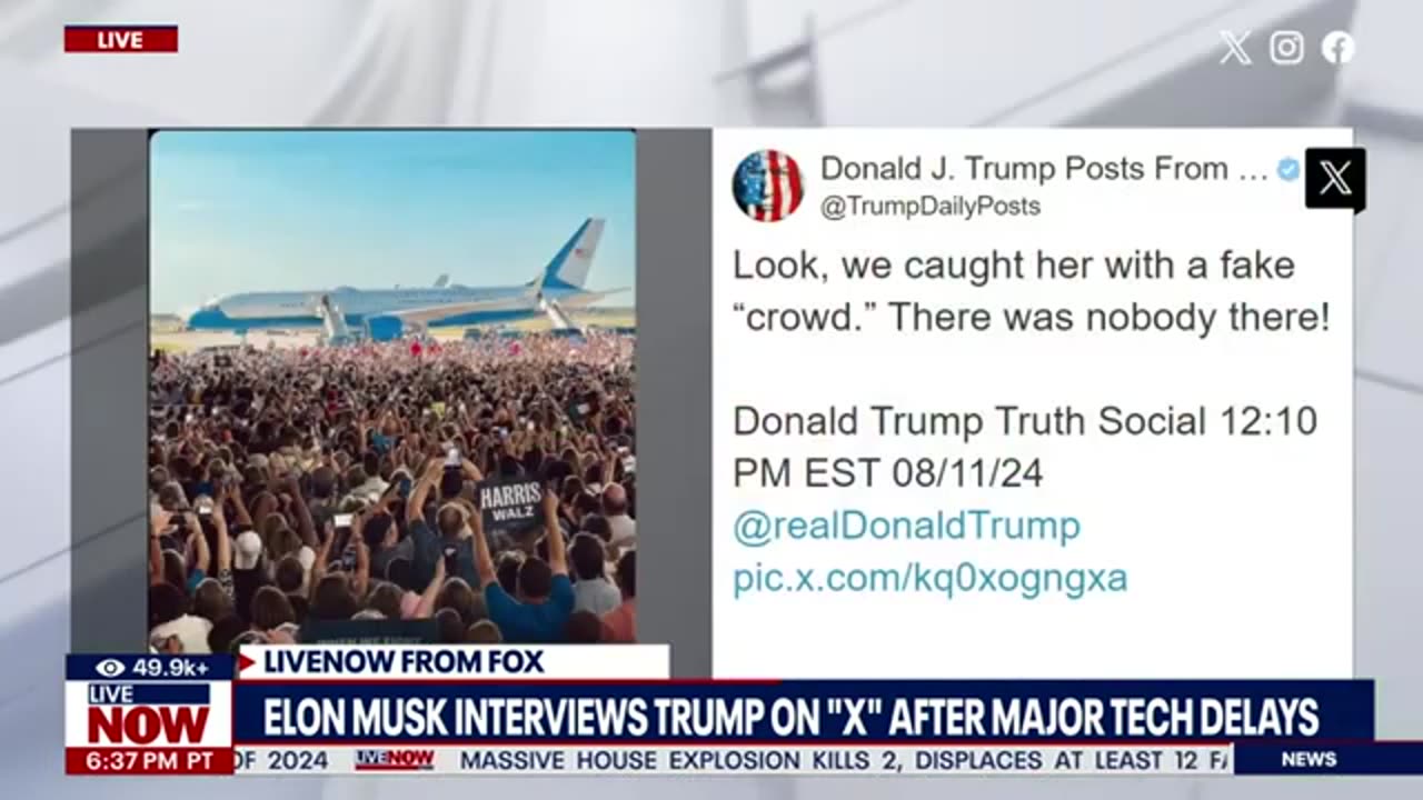 Trump falsely claims Kamala Harris used AI to increase crowd size | LiveNOW from FOX