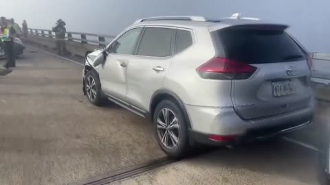 Causeway Bridge, which is closed in both directions, due to multiple crashes