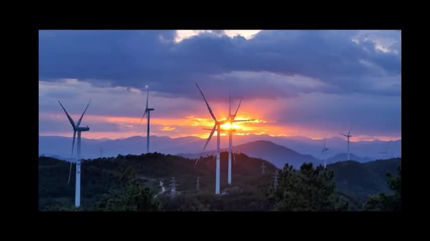 sunset clouds and windmills