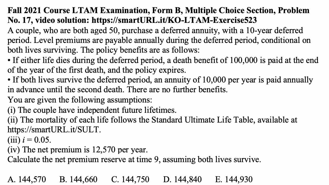 Exam LTAM exercise for April 13, 2022