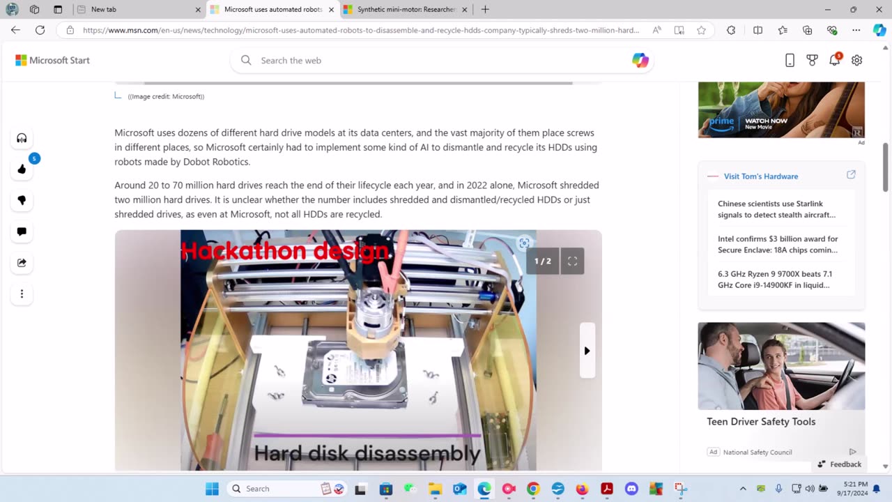 Microsoft uses automated robots to disassemble and recycle HDDs, Synthetic mini-motor