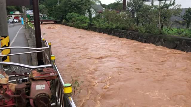 Flash flood and fast current