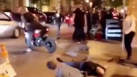 Kicking this guys Motorbike didn't end well...