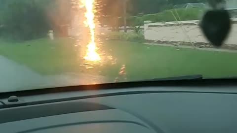 Flames Engulf Telephone Pole