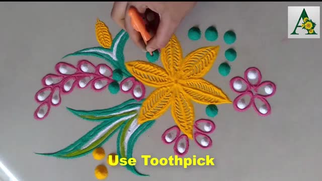 Beautiful free-hand Rangoli for festival decoration