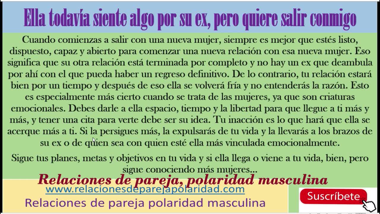 Ella todavía siente algo por su ex, pero quiere salir conmigo (No la persigas)