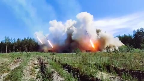 "Hurricanes hitting AFU positions The battery of BM-27 multiple rocket launchers in action