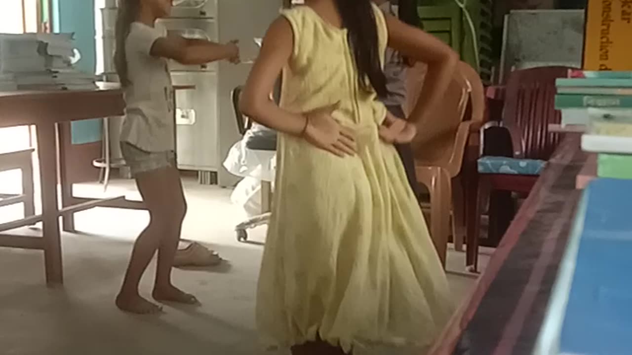 Beautiful baby student girl dance