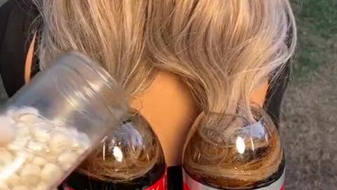 what the DIET coke and mentos did to the hair!