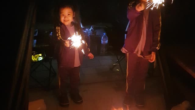 Camping, kids, fireworks. It's always fun.