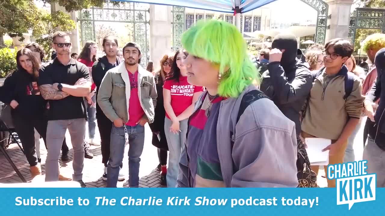 WATCH: Tranz kid who had make puberty blocked asks Charlie Kirk's opinion.