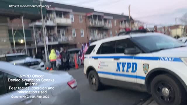 NYPD Officer Stands with anti mandate crowd, discusses struggle surrounding religious exemption