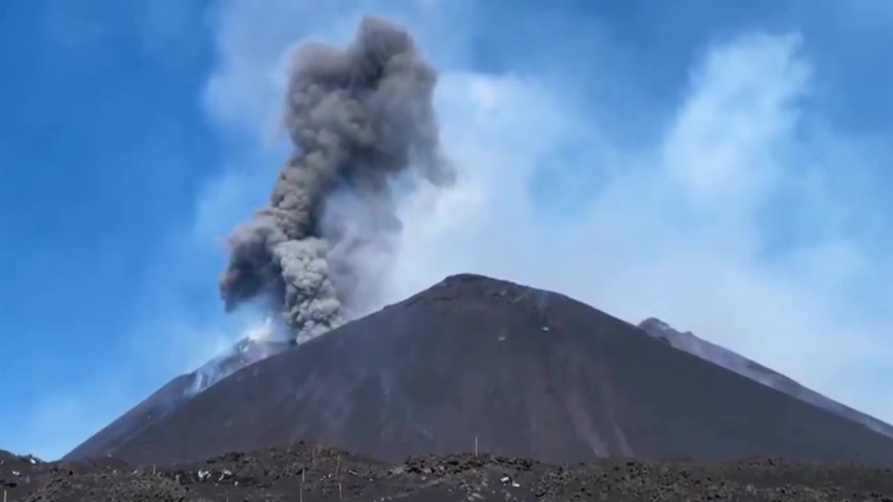 volcano on Mount Etna erupts and scatters ash throughout the city.