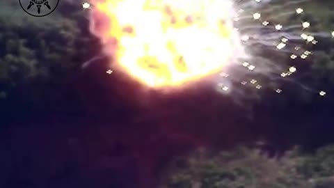 Ukrainian Drone Strike Sets Off Russian Heavy Gun Battery