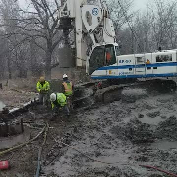 Drilled shafts on a snowy day
