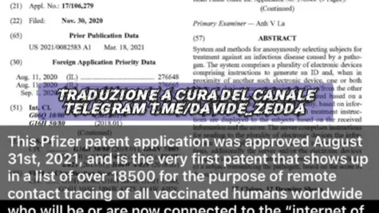 Pfizer ha ottenuto un brevetto nel 2021 allo scopo di rintracciare a distanza..