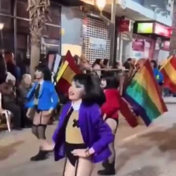 Carnival in Spain with young girls in proactive lingerie
