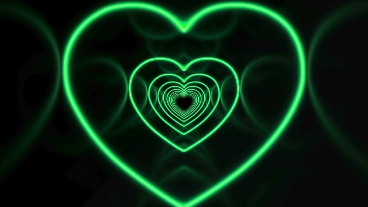 779. Neon Lights Love Heart Tunnel💜Purple Heart Background Neon Heart