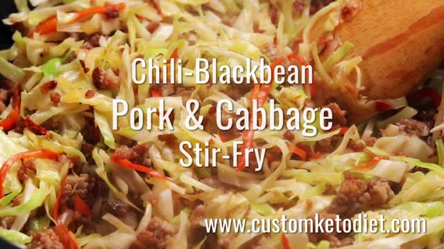 Keto Chili-Blackbean Pork Cabbage Stir-Fry