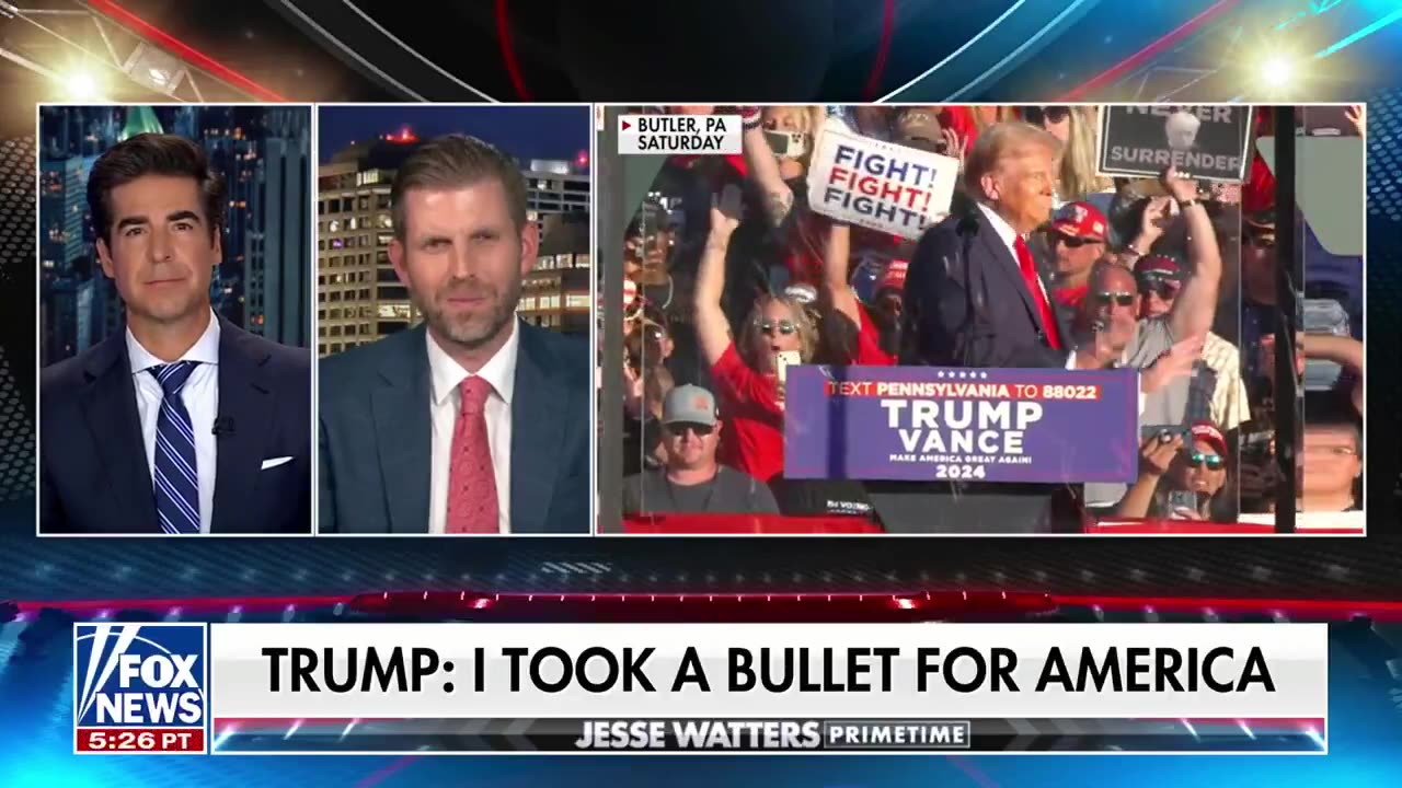 Eric Trump: Never been more proud of his father after his return to Butler.