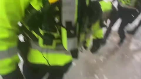 Police In CANADA ...pushing a woman Around ..BROWN COATS