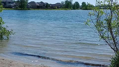 Sitting in front of a beautiful lake