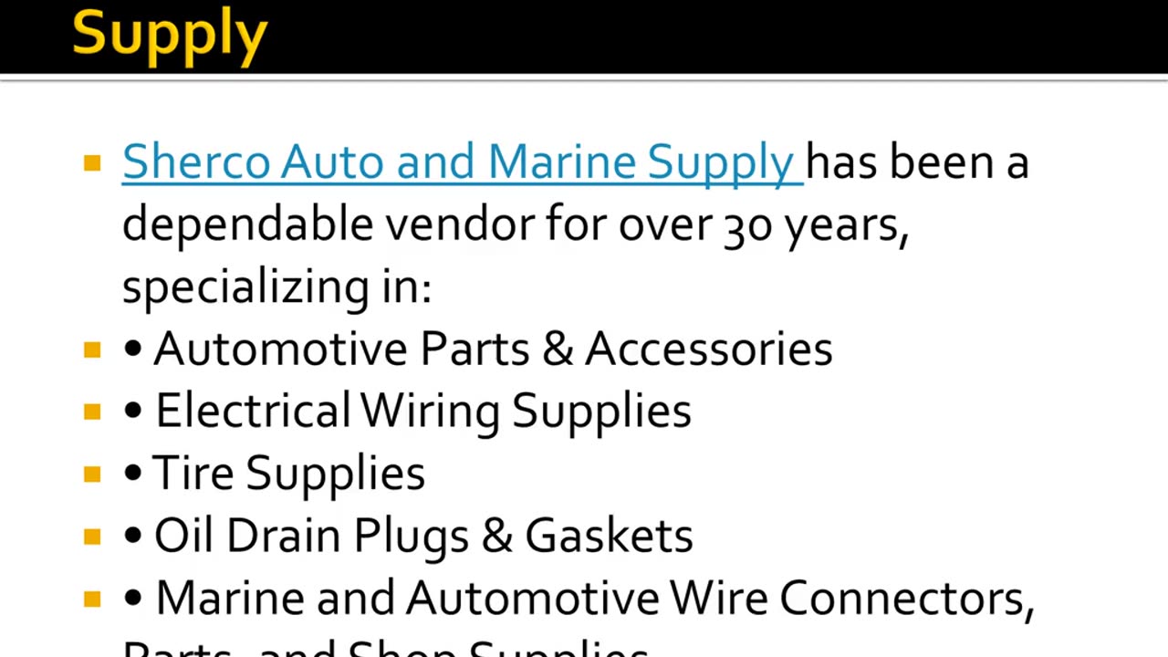 Buy Auto Parts from SHERCO AUTOMOTIVE & MARINE SUPPLIES