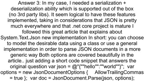 How to manually parse a JSON string in netcore 20