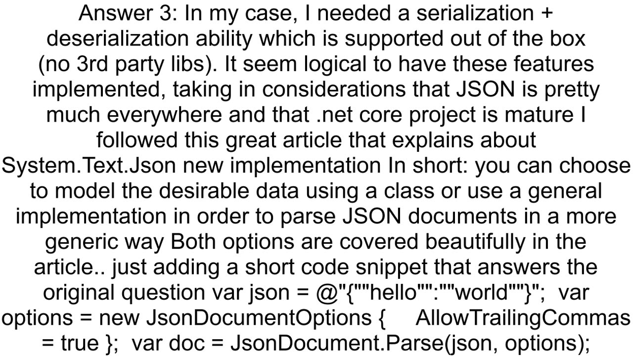 How to manually parse a JSON string in netcore 20